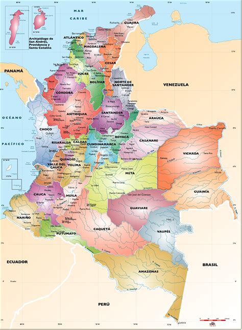 mapa de colombia con ciudades